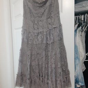 light gray lace skirt med